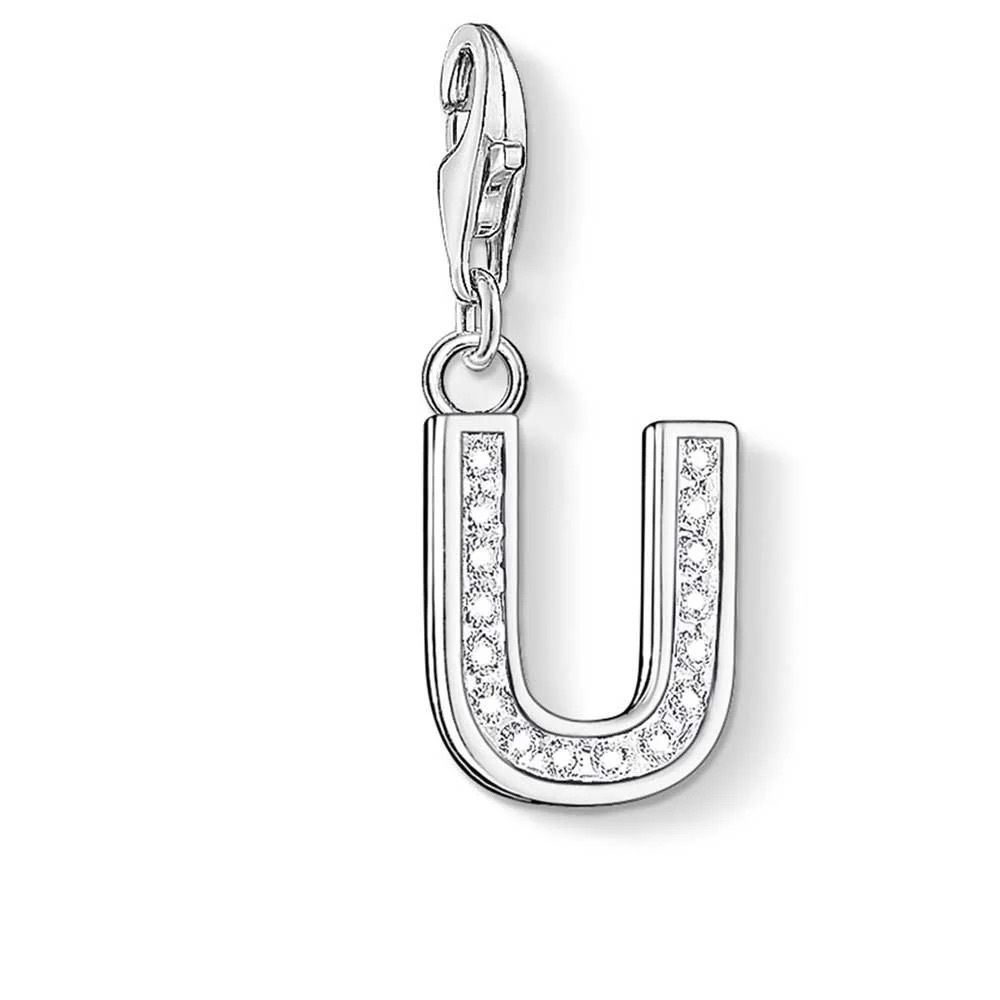 Thomas Sabo CZ Initial U Charm Sterling Silver White CZ Lobster Clasp